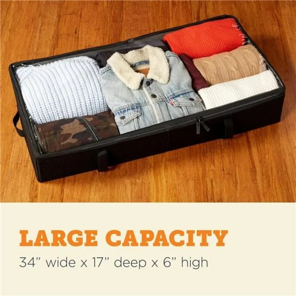 storageLAB Under Bed Storage Bins Clothes Organizer Set with Zipper Handles